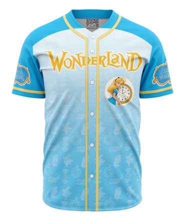 Wonderland Themed Baseball Jersey – Vibrant Blue & Yellow Design For Fans