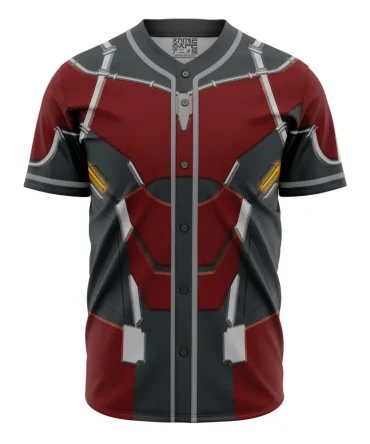 Futuristic Red & Grey Armor-Style Baseball Jersey – Bold Design For Trendsetters