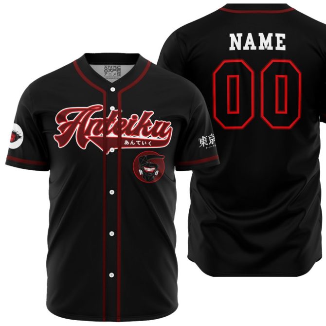 Customizable Anime-Inspired Baseball Jersey - Black & Red Stylish Design, Perfect For Fans!