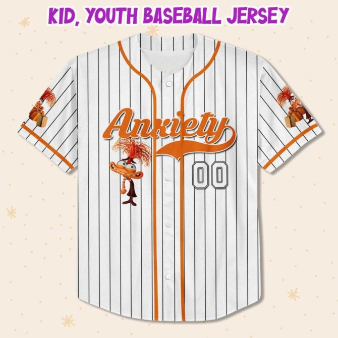 Customizable Anxiety Baseball Jersey For Kids, Youth & Adults - Unique Fun Design - Image 3