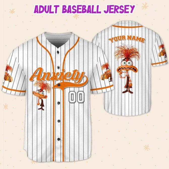 Customizable Anxiety Baseball Jersey For Kids, Youth & Adults - Unique Fun Design - Image 6