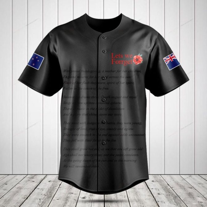 Commemorative 'Lest We Forget' Baseball Jersey - Honor Veterans With Style & Comfort
