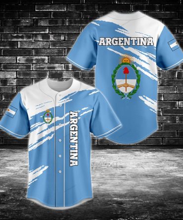 Argentina Flag Baseball Jersey – Stylish Blue & White Fan Apparel