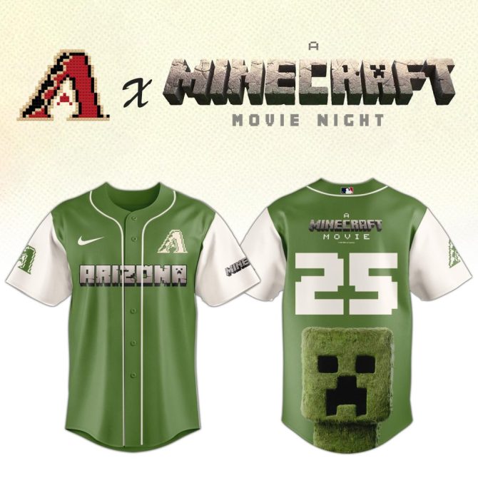 Exclusive Arizona X Minecraft Jersey - Limited Edition Baseball Shirt For Movie Night Fans