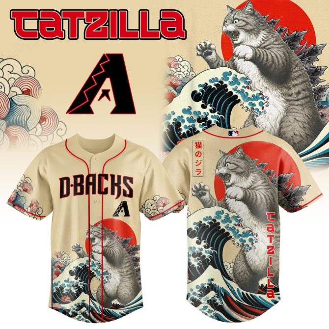 Epic Catzilla Baseball Jersey - Unique Graphic Tee For Cat & Sports Lovers