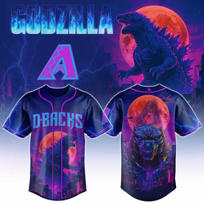 D-Backs Godzilla Themed Baseball Jersey – Vibrant Design, Perfect Gift For Fans!