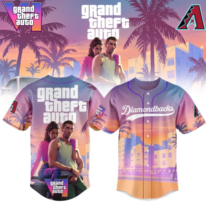 Exclusive Gta Vi Baseball Jersey – Vibrant Sunset Design For Gamers & Fans