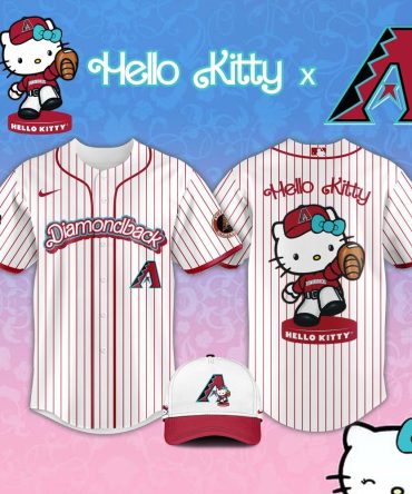 Hello Kitty X Diamondbacks Limited Edition Baseball Jersey & Cap Set - Cute & Sporty!
