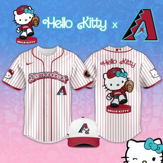Hello Kitty X Diamondbacks Limited Edition Baseball Jersey & Cap Set - Cute & Sporty!