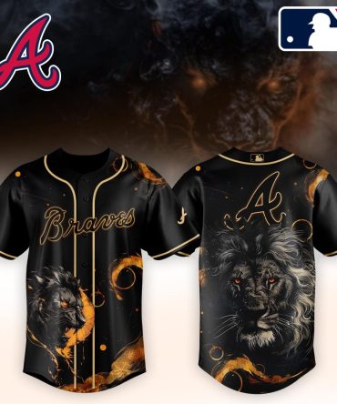 Atlanta Braves Black Lion Graphic Baseball Jersey - Limited Edition Fan Gear