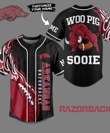 Custom Arkansas Razorbacks Jersey - Personalized Name & Number - Woo Pig Sooie Design