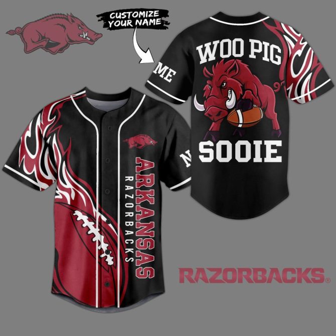 Custom Arkansas Razorbacks Jersey - Personalized Name & Number - Woo Pig Sooie Design