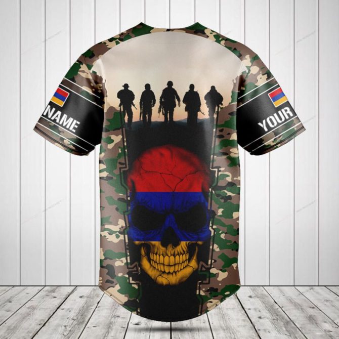 Custom Camouflage Baseball Jersey With Skull & Soldier Design - Personalized Name Option - Image 2
