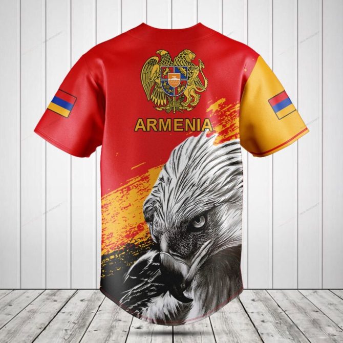 Custom Eagle Print Baseball Jersey – Personalized Name & Flag Design, Vibrant Colors - Image 2