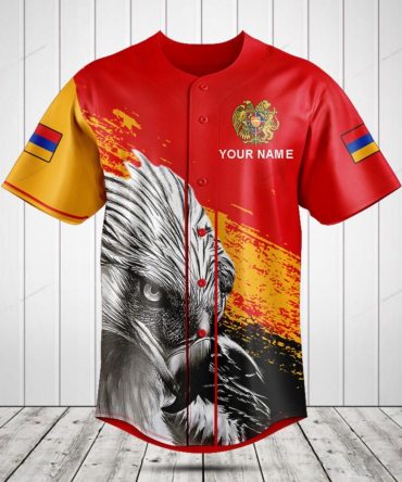 Custom Eagle Print Baseball Jersey – Personalized Name & Flag Design, Vibrant Colors