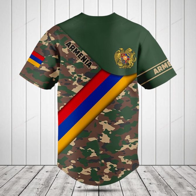 Customizable Armenia Camo Baseball Jersey – Personalized Name & Flag Design - Image 2