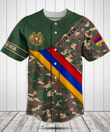 Customizable Armenia Camo Baseball Jersey – Personalized Name & Flag Design