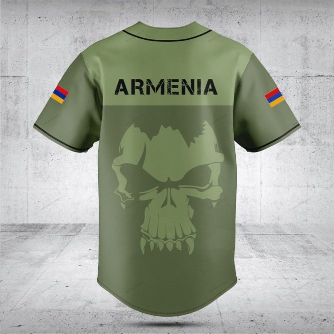 Customizable Olive Green Baseball Jersey With Flag Sleeves - Perfect For Teams & Events - Image 2