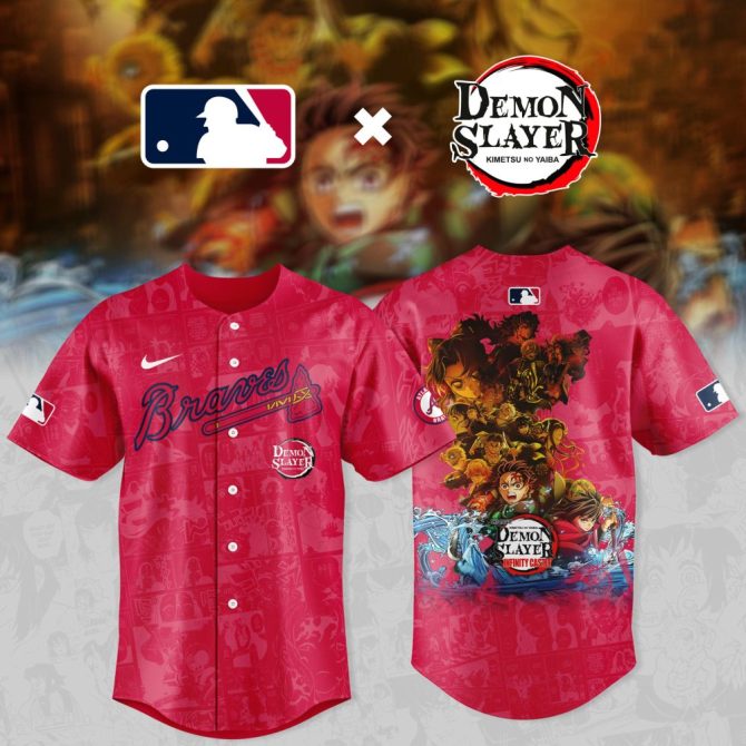 Limited Edition Braves X Demon Slayer Baseball Jersey - Vibrant Anime Crossover Gear