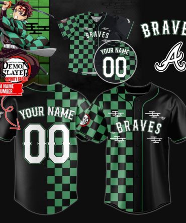 Custom Demon Slayer Braves Jersey - Personalize Name & Number - Anime Fan Gift