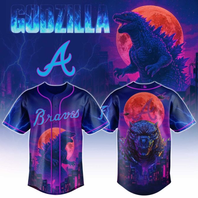 Limited Edition Braves Godzilla Baseball Jersey - Bold Moonlight Design
