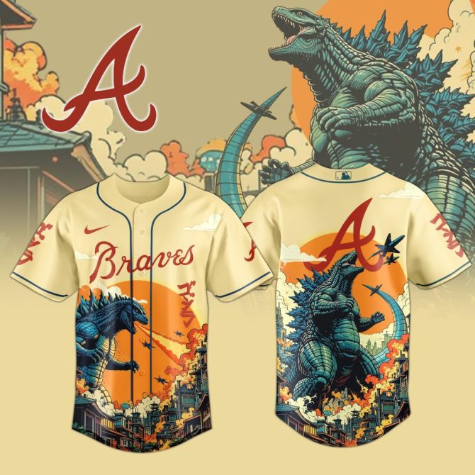 Limited Edition Braves Godzilla Graphic Jersey - Perfect For Fans & Collectors!
