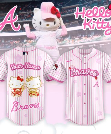 Custom Hello Kitty Braves Jersey - Personalized Pink Baseball Shirt For Fans