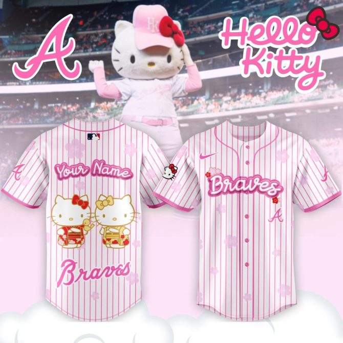 Custom Hello Kitty Braves Jersey - Personalized Pink Baseball Shirt For Fans