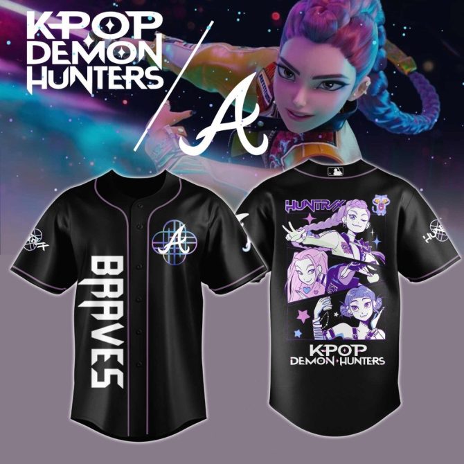 K-Pop Demon Hunters Braves Jersey – Anime Style Black Baseball Shirt