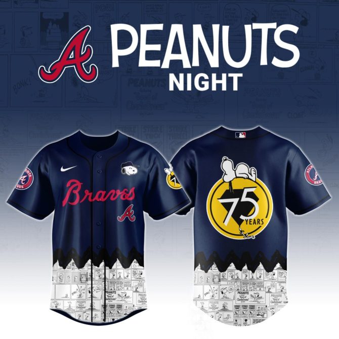 Limited Edition Braves X Peanuts Night Jersey – Celebrate 75 Years With Snoopy Style!