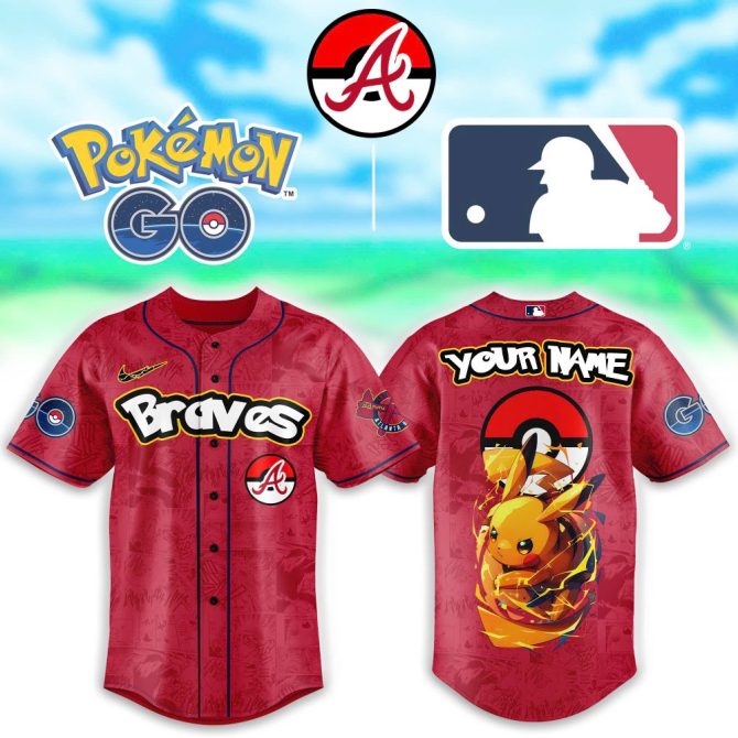 Custom Pokémon Go Baseball Jersey – Braves Edition With Pikachu Design