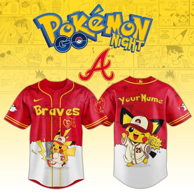 Customizable Pokémon Braves Jersey - Pikachu Baseball Night Special Edition