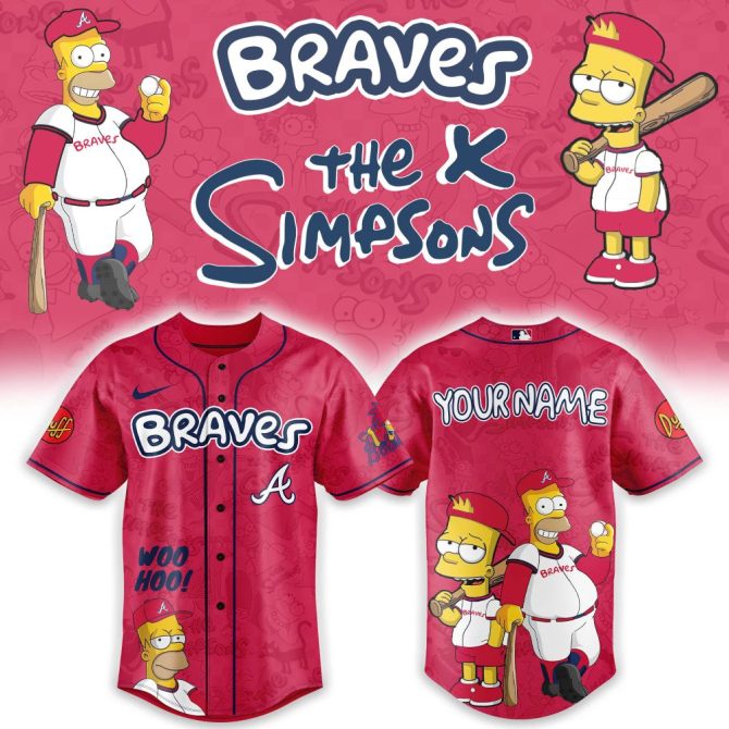 Customizable Simpsons X Braves Baseball Jersey - Unique Fan Apparel