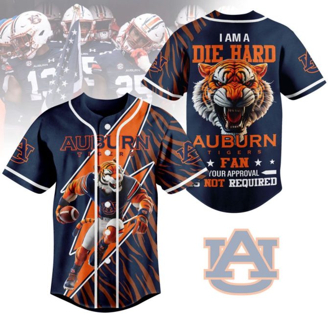 Auburn Tigers Die Hard Fan Jersey - Bold Graphic Baseball Shirt For Game Day Passion