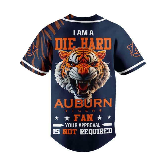 Auburn Tigers Die Hard Fan Jersey - Bold Graphic Baseball Shirt For Game Day Passion - Image 3