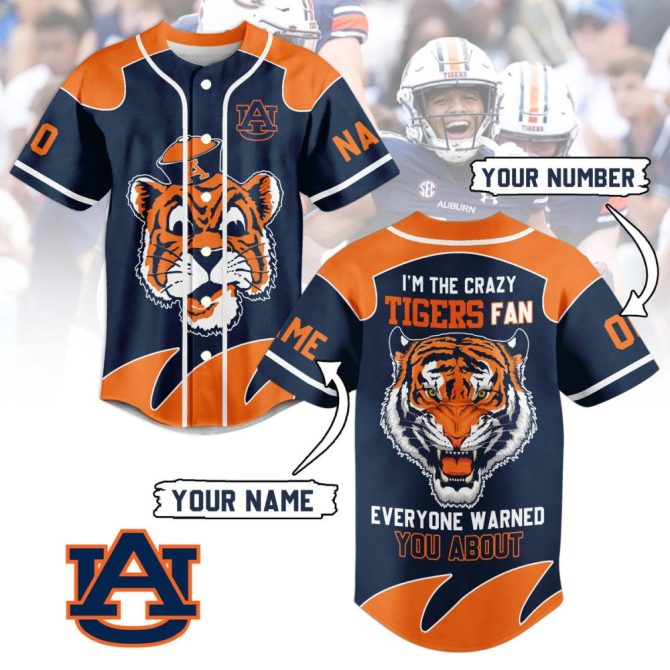 Custom Auburn Tigers Fan Jersey - Personalized Name & Number - Perfect Game Day Gear!