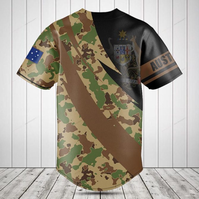 Custom Australia Camo Baseball Jersey – Personalized Name & Flag Design - Image 2