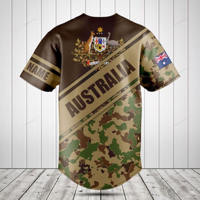 Custom Australia Camo Baseball Jersey – Unique Design, Breathable Fabric, Perfect For Fans! - Image 2