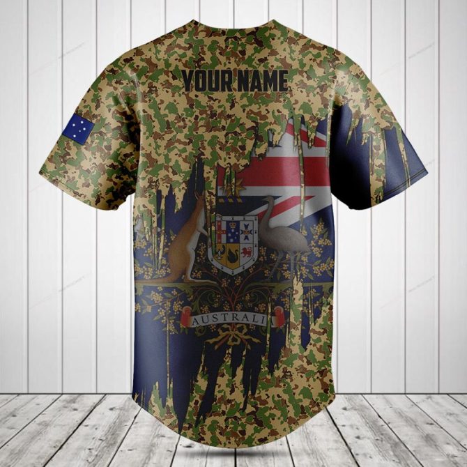 Australian Camo Baseball Jersey - Unique Patriotic Design, Short Sleeve, Unisex - Image 2