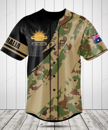 Custom Australia Camo Baseball Jersey - Personalized Name, Premium Quality Sportswear
