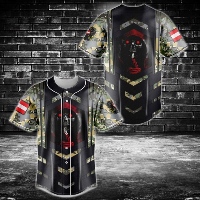 Men'S Camouflage Grim Reaper Baseball Jersey - Bold Graphic Print, Unique Streetwear Style