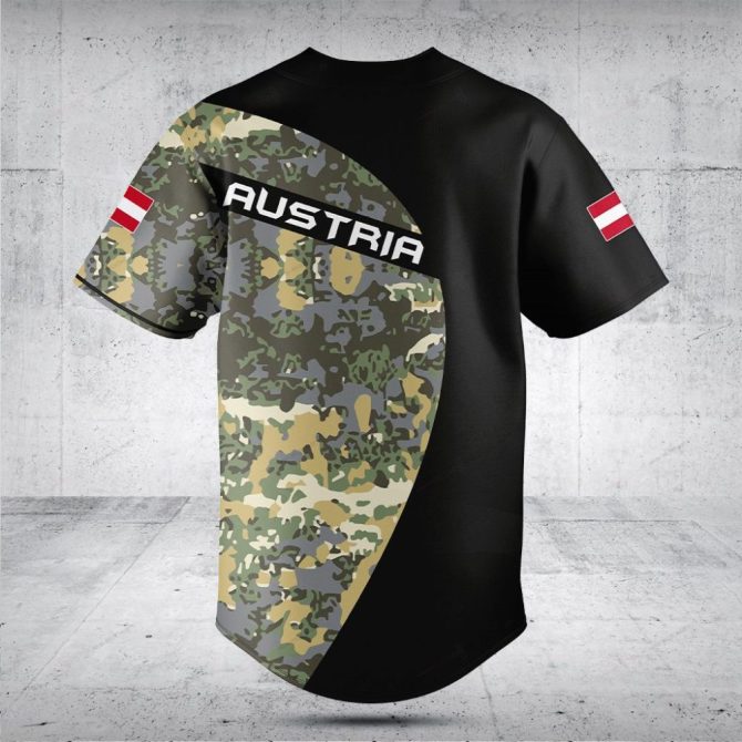Custom Camouflage Baseball Jersey - Personalized Text & Flag Design - Image 2