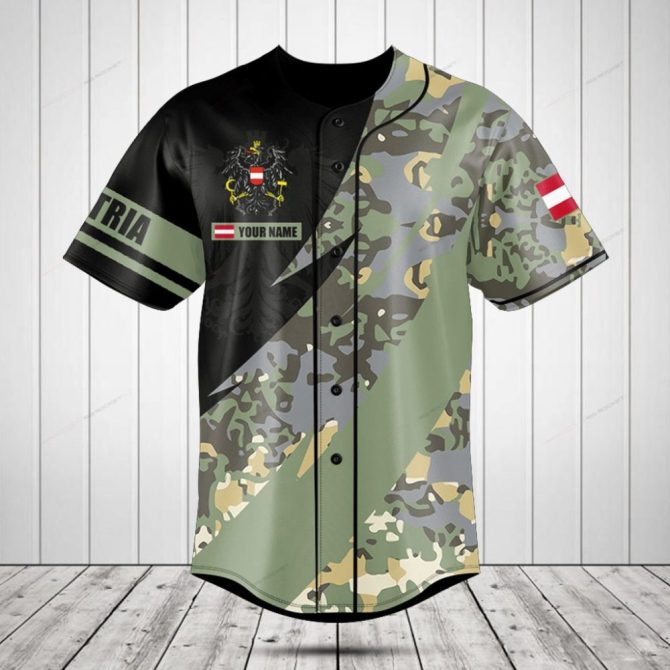 Customizable Austria Camo Baseball Jersey - Personalize Your Style Today!