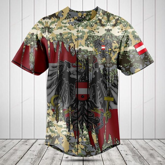 Men'S Camo Eagle Baseball Jersey - Bold Graphic Design, Comfortable Fit, Fashionable Sportswear
