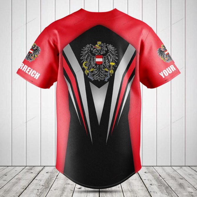 Customizable Austria Flag Baseball Jersey – Stylish Red/Black Design, Perfect For Fans & Teams - Image 2