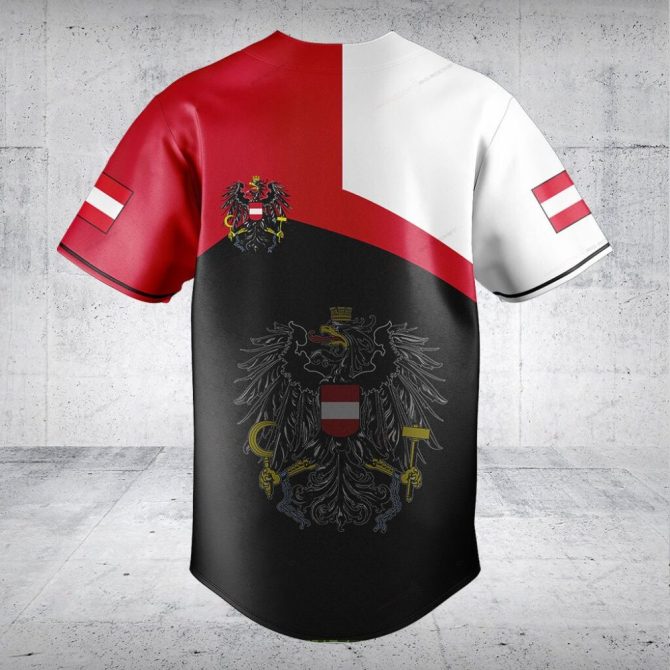 Customizable Austria Flag Baseball Jersey – Unique Eagle Design , Personalized Sportswear - Image 2