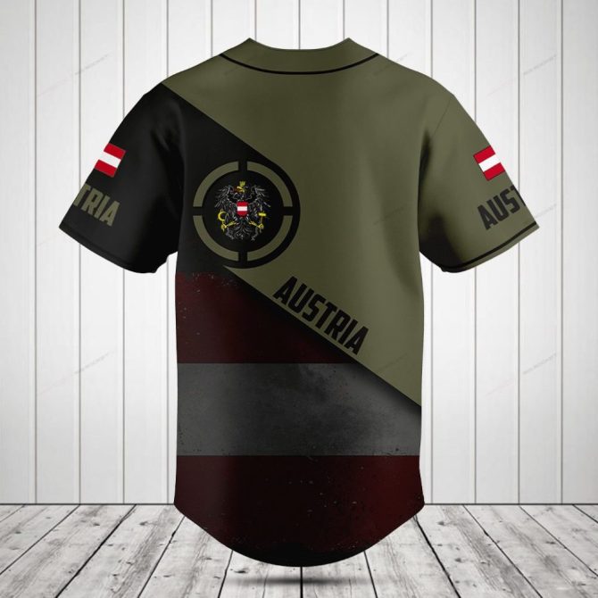 Custom Austria Flag Baseball Jersey – Personalized Name & Number, Stylish Sportswear - Image 2