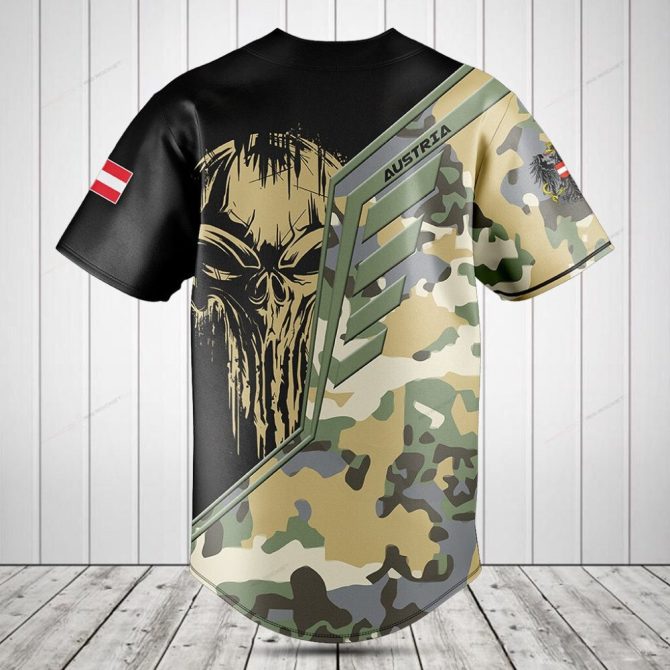 Customizable Camo Skull Baseball Jersey - Bold Military Style, Perfect For Sports Fans - Image 2
