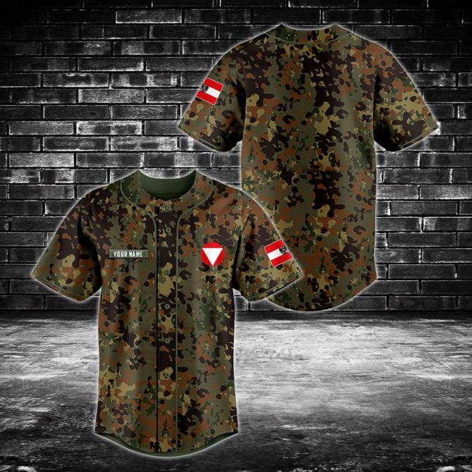 Custom Camo Baseball Jersey - Personalized Name & Flag Design - Unique Military Style Top