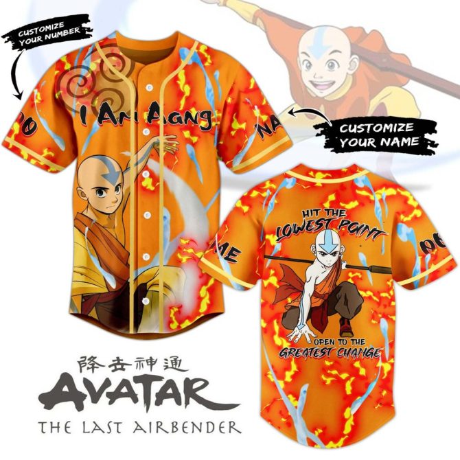 Custom Avatar The Last Airbender Aang Jersey – Personalized Name & Number, Vibrant Design For Fans